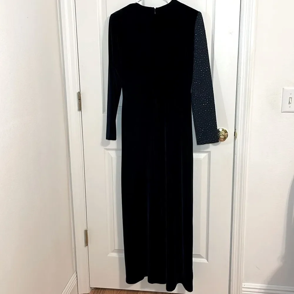 Vintage Jessica Howard Evening Gown, Black, long sleeve, bejeweled, 6 - Picture 5 of 5